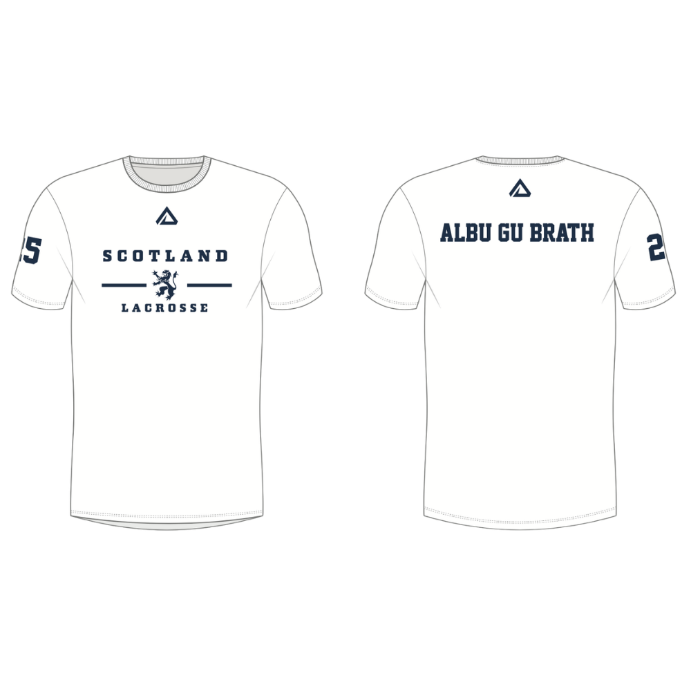 MANDATORY - Scotland Lacrosse Men's Training Squad Short Sleeve Tech Tee - WHITE